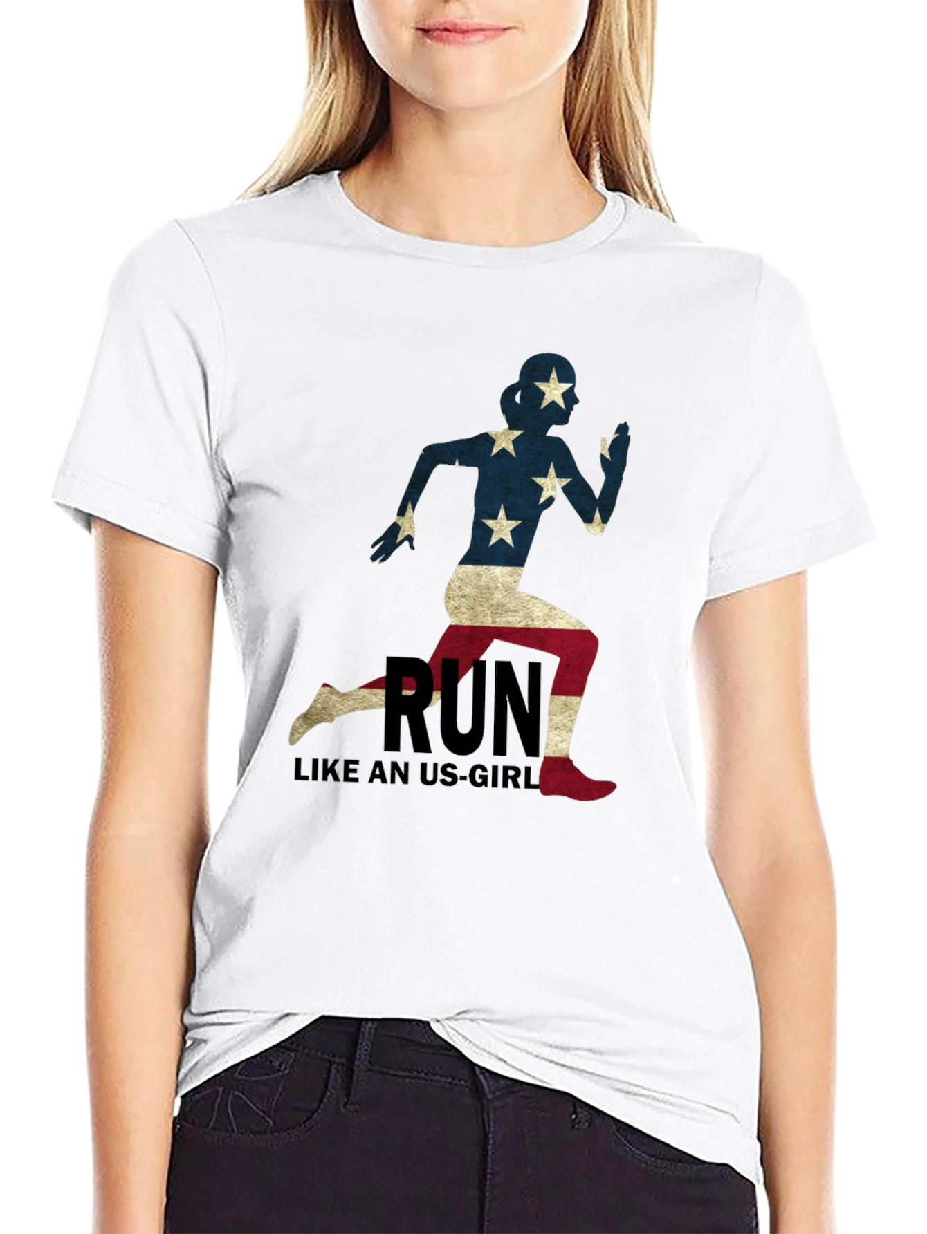 Run Like an US-Girl Black Tee