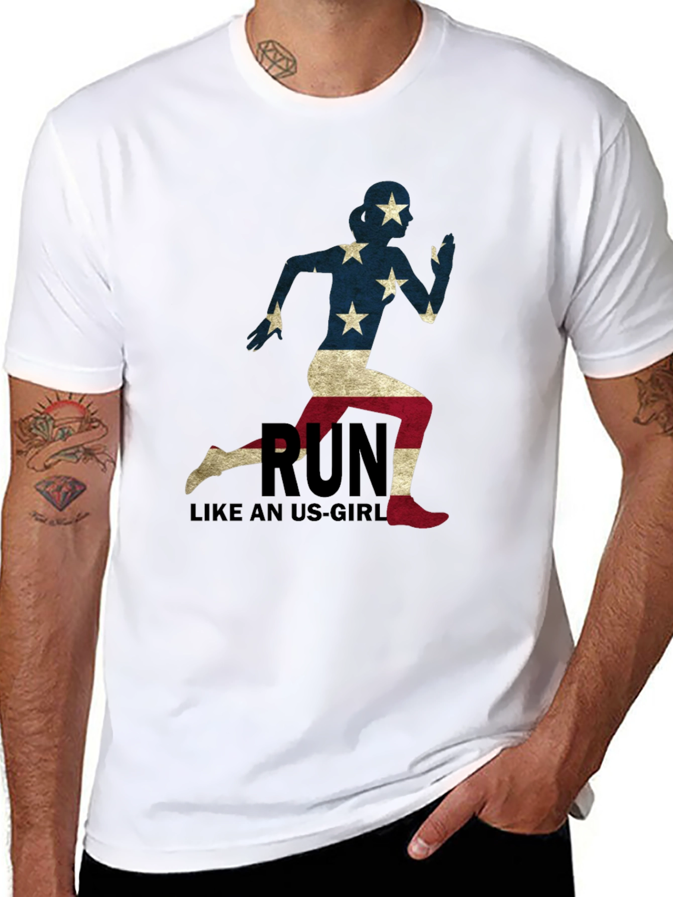 Run Like an US-Girl Black Tee
