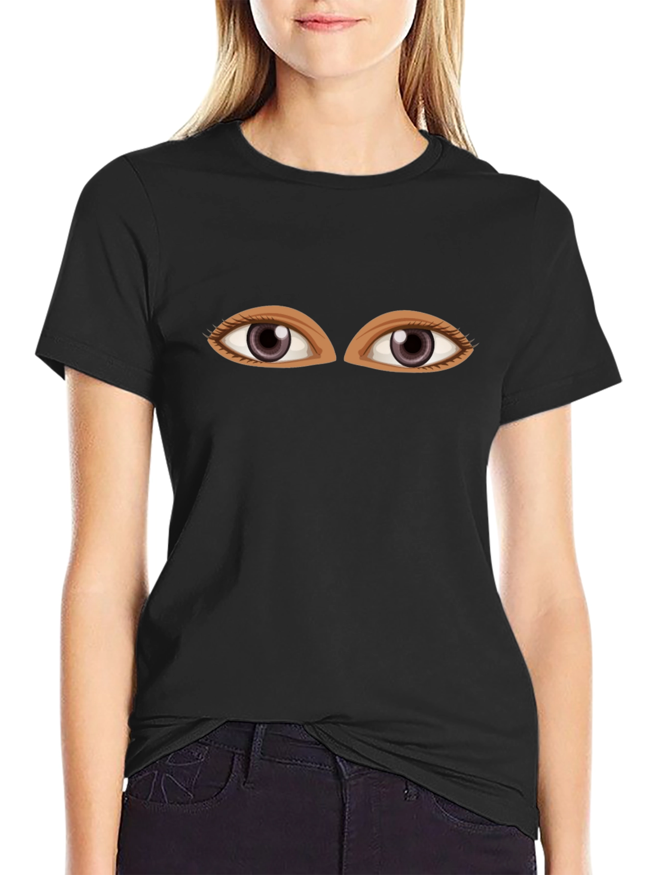 Eyes Graphic Tee - Black Cotton Comfort
