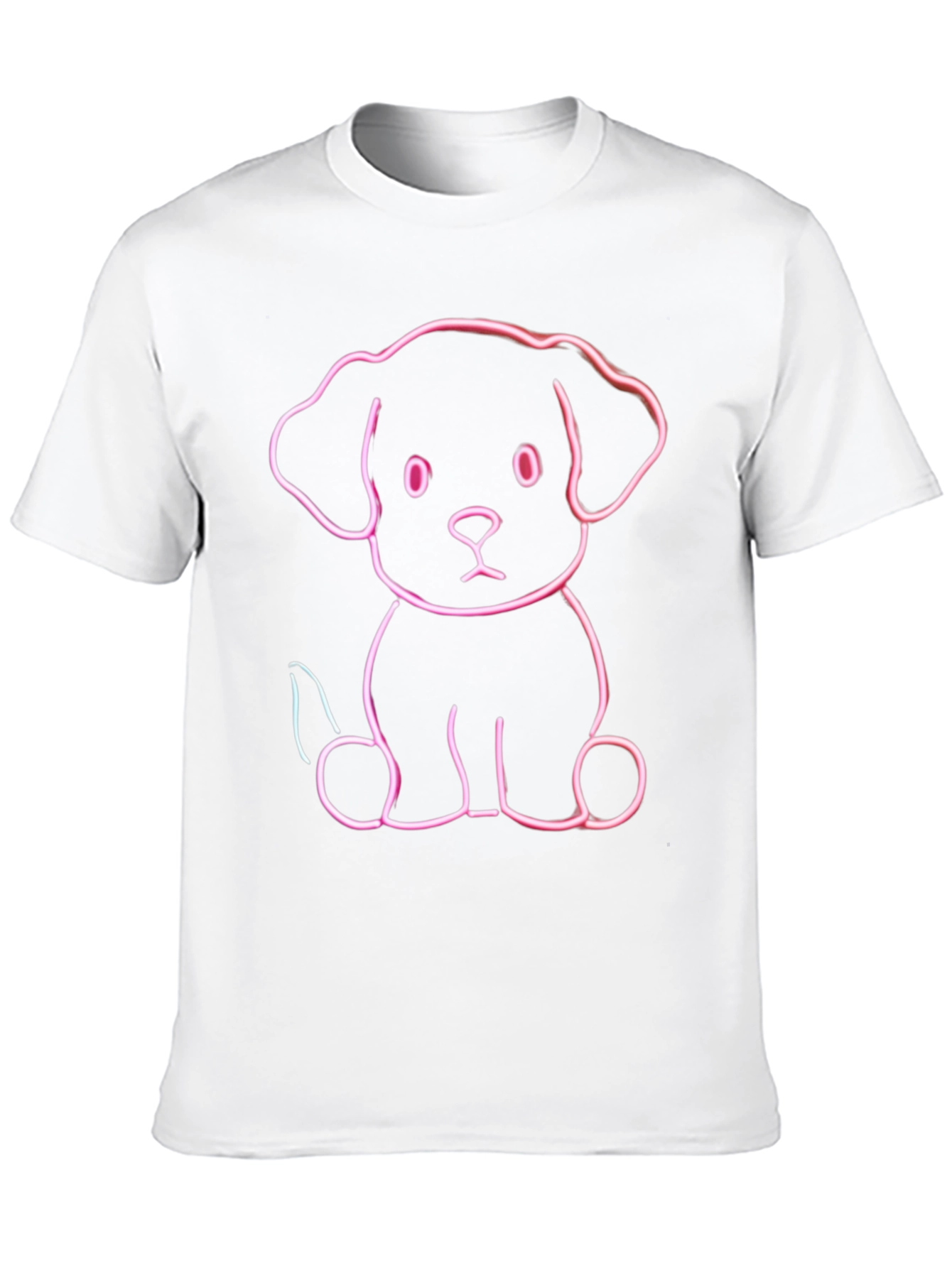 Cute Neon Puppy Graphic Tee - Black Cotton Blend