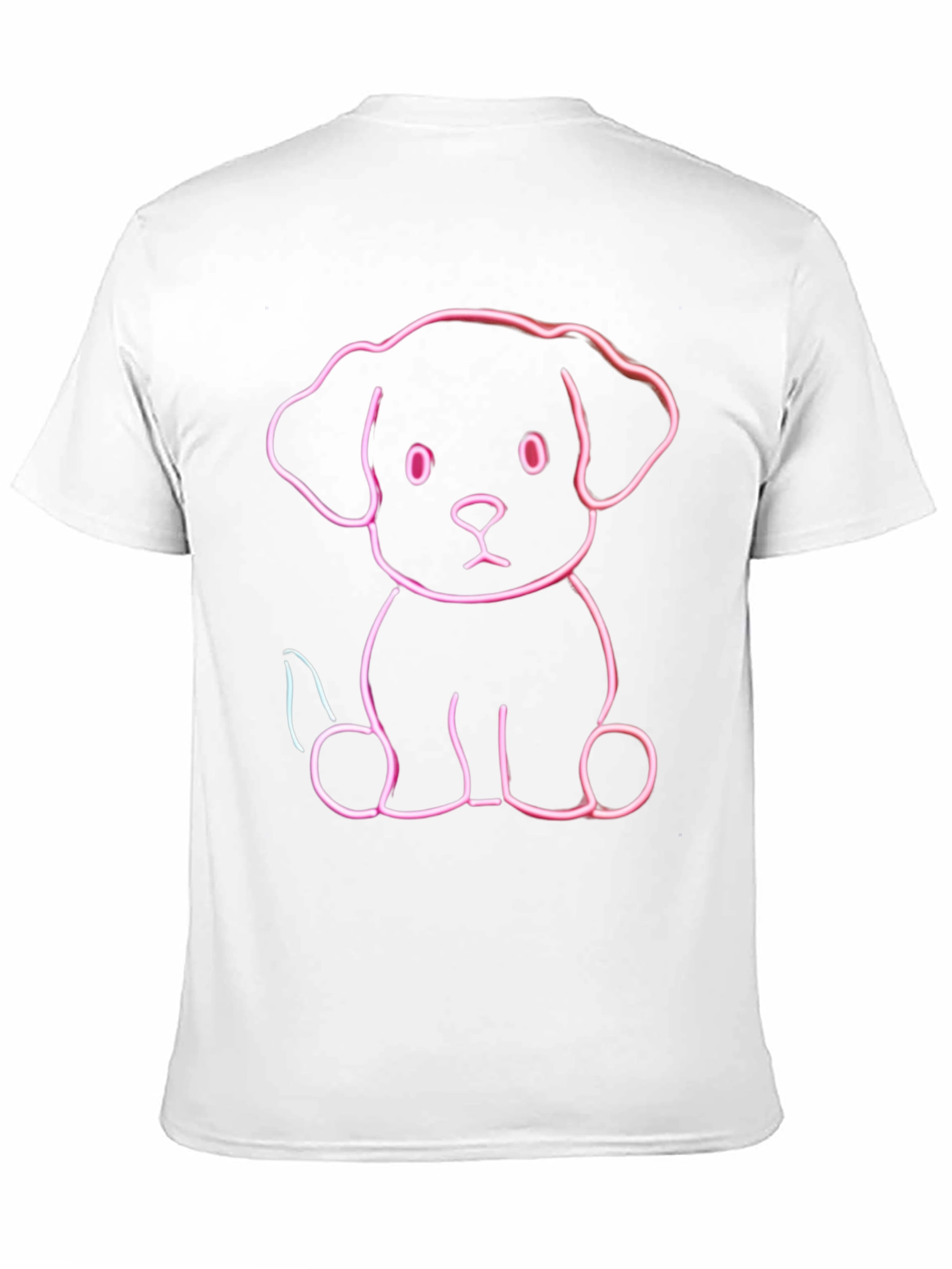 Cute Neon Puppy Graphic Tee - Black Cotton Blend