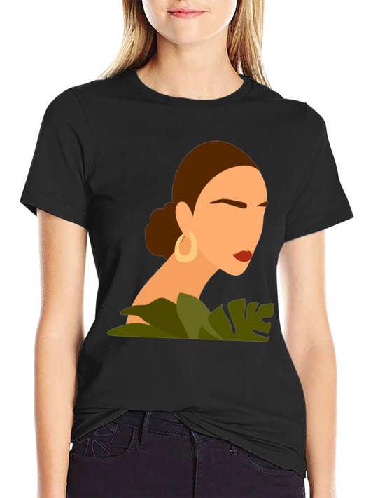 Minimalist Woman Graphic Tee - Stylish Black T-Shirt
