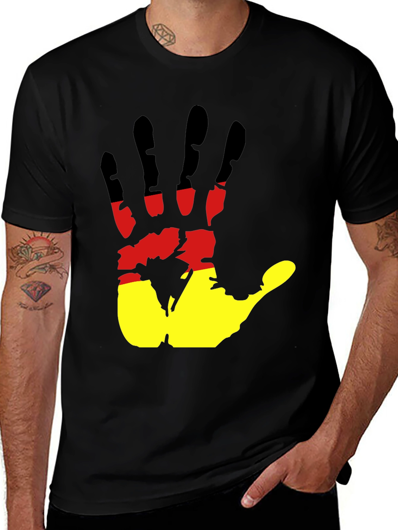 Germany Flag Handprint Black T-Shirt