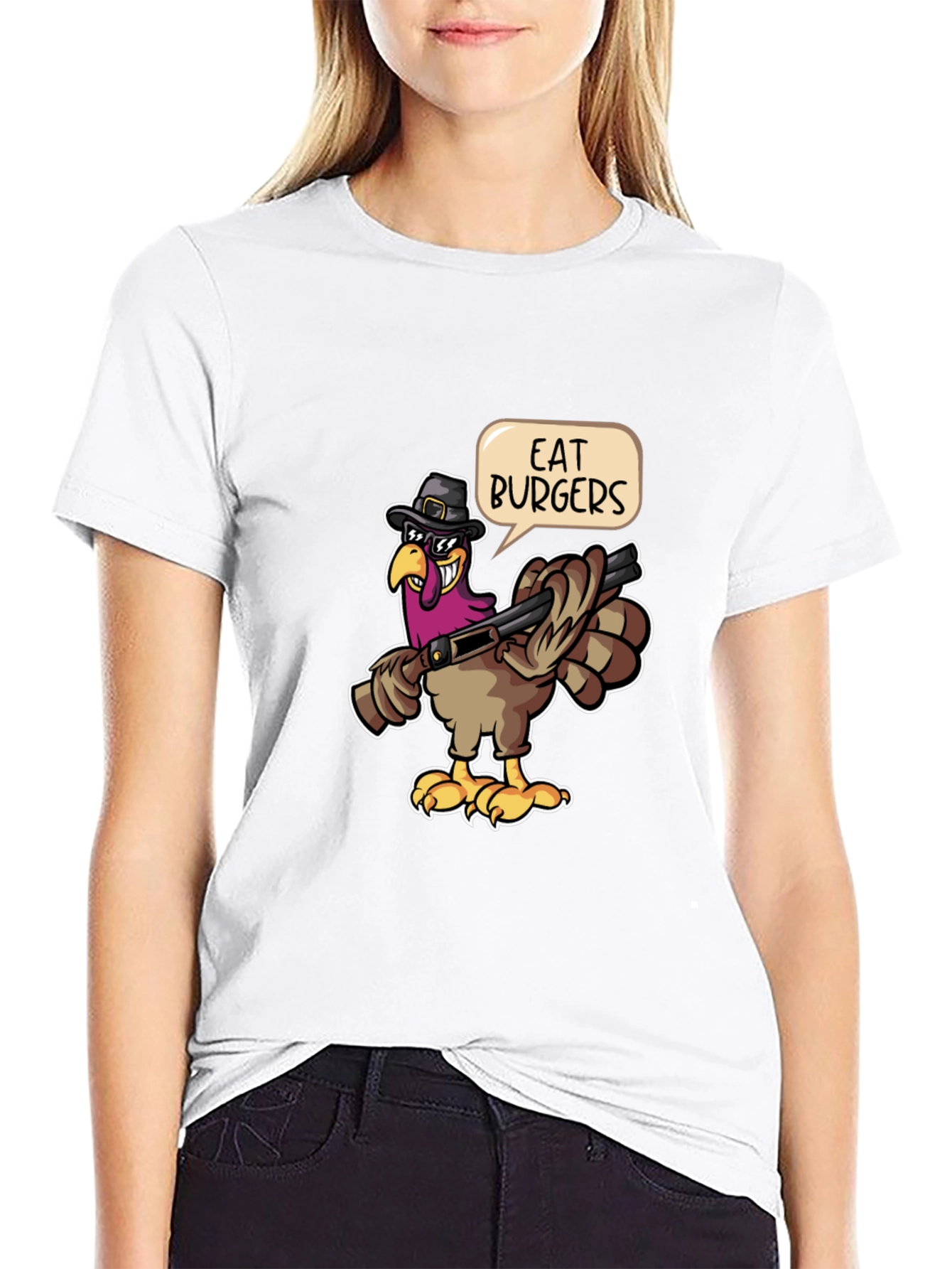Eat Burgers Turkey T-Shirt - Thanksgiving Humor