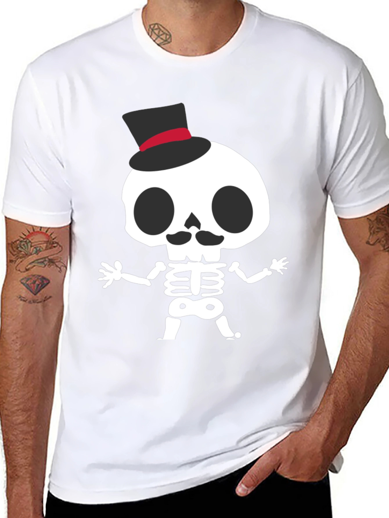 Skeleton Top Hat Graphic Tee