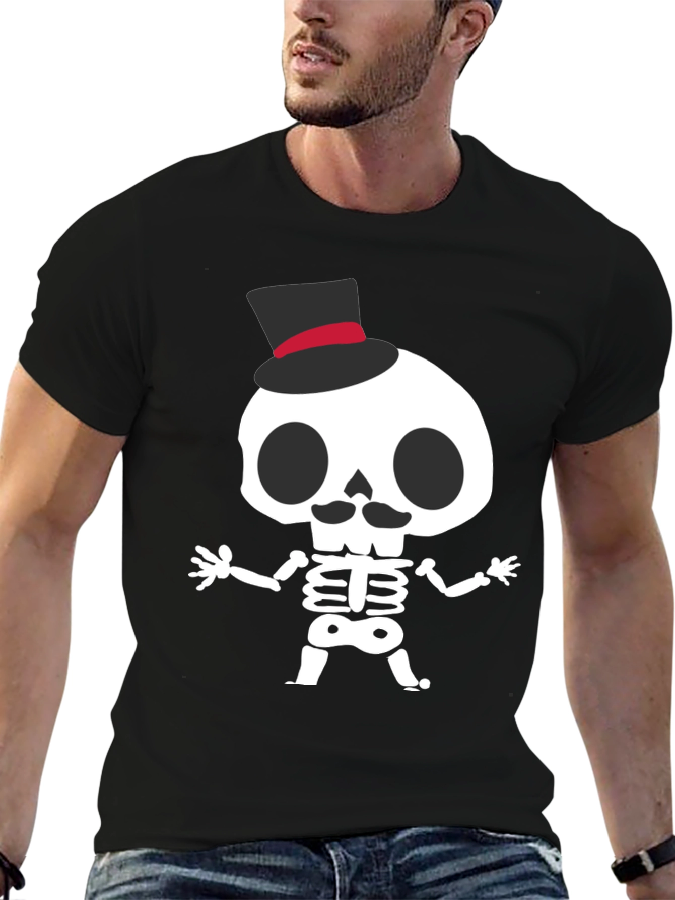 Skeleton Top Hat Graphic Tee
