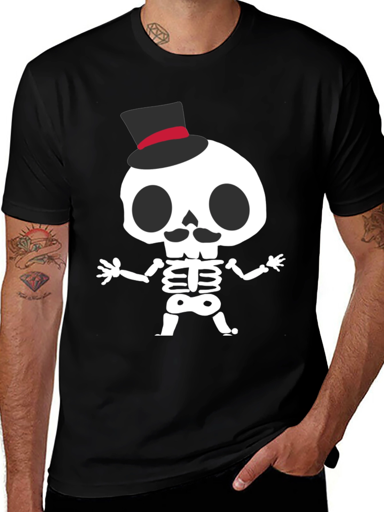 Skeleton Top Hat Graphic Tee