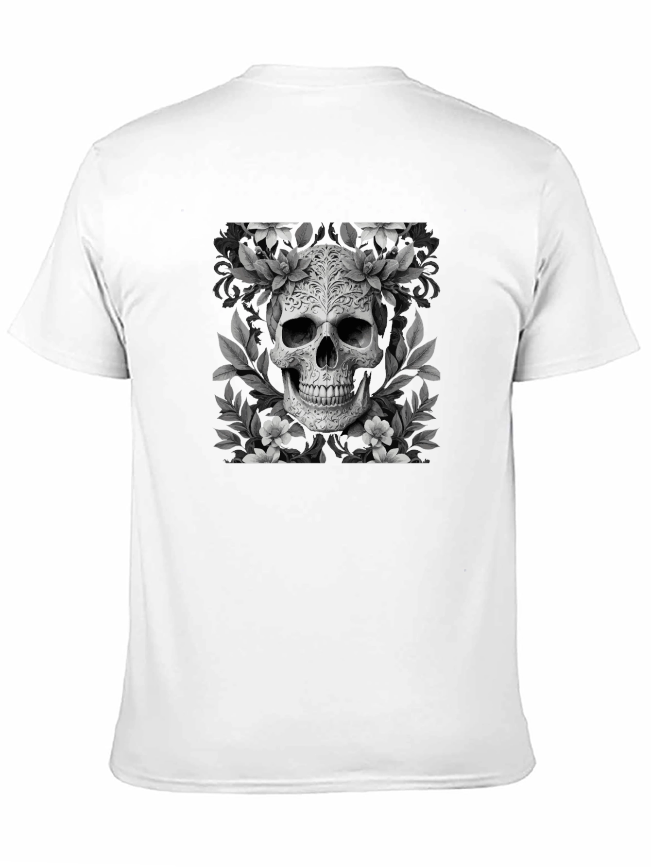 Floral Skull Graphic T-Shirt - Black