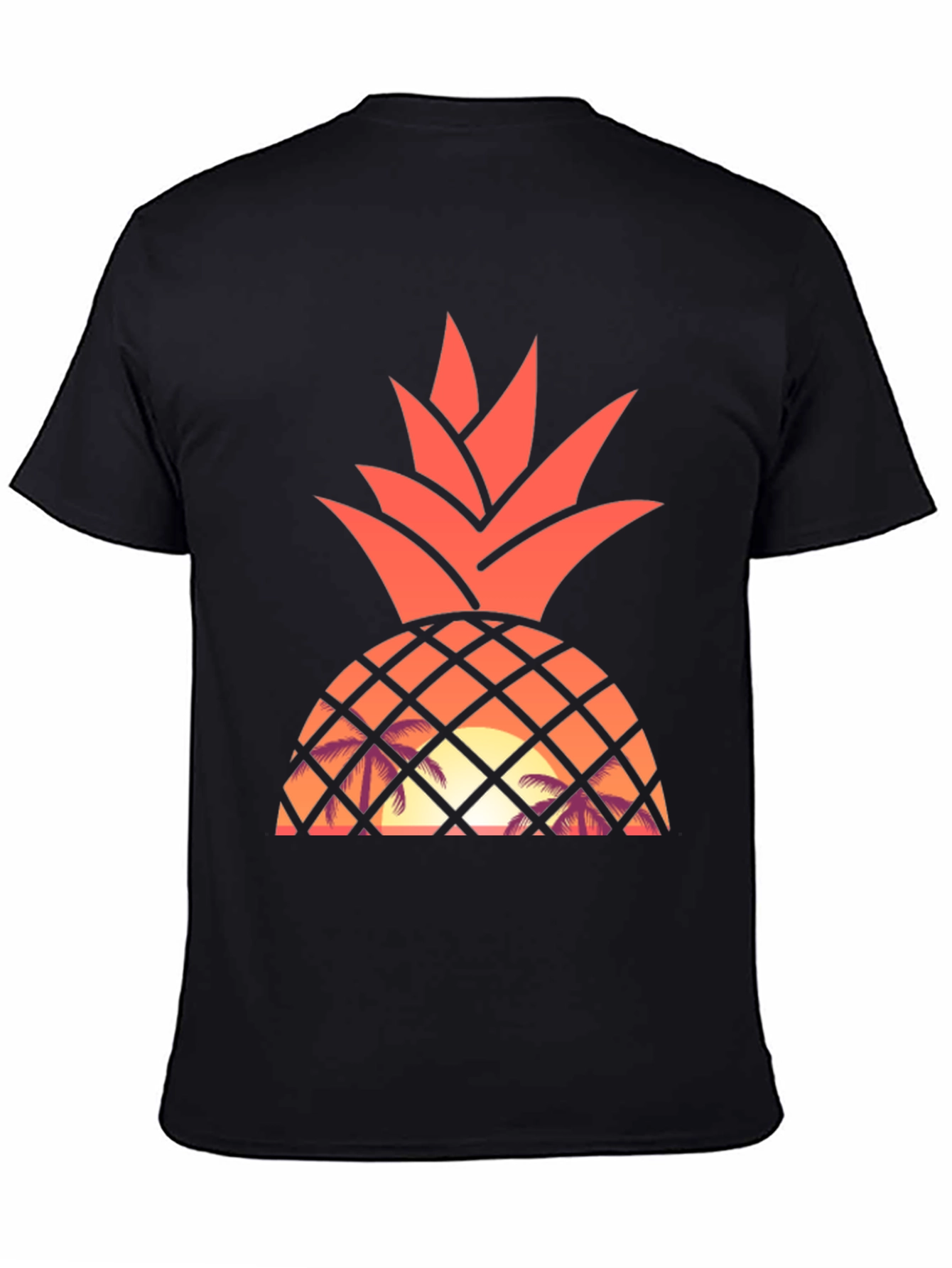 Tropical Pineapple Sunset Graphic Tee - Black