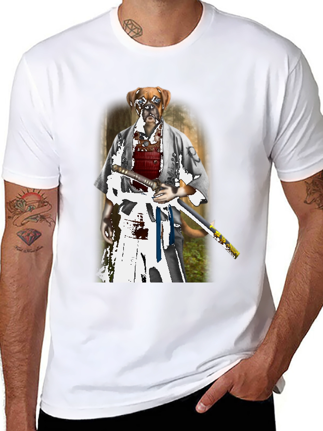 Dog Samurai T-Shirt - Unique Graphic Tee