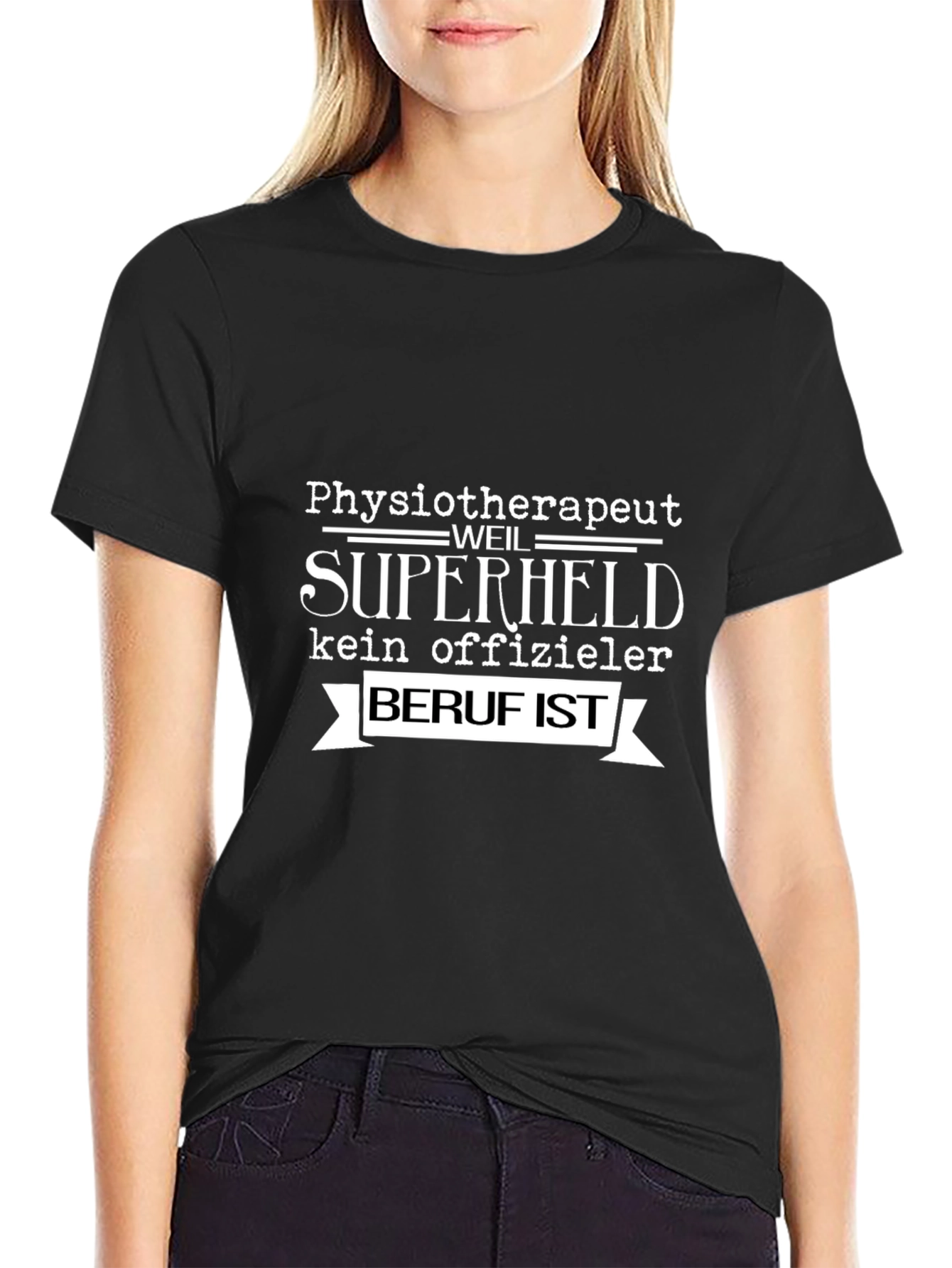Physiotherapist Superhero Tee - Black Cotton Comfort