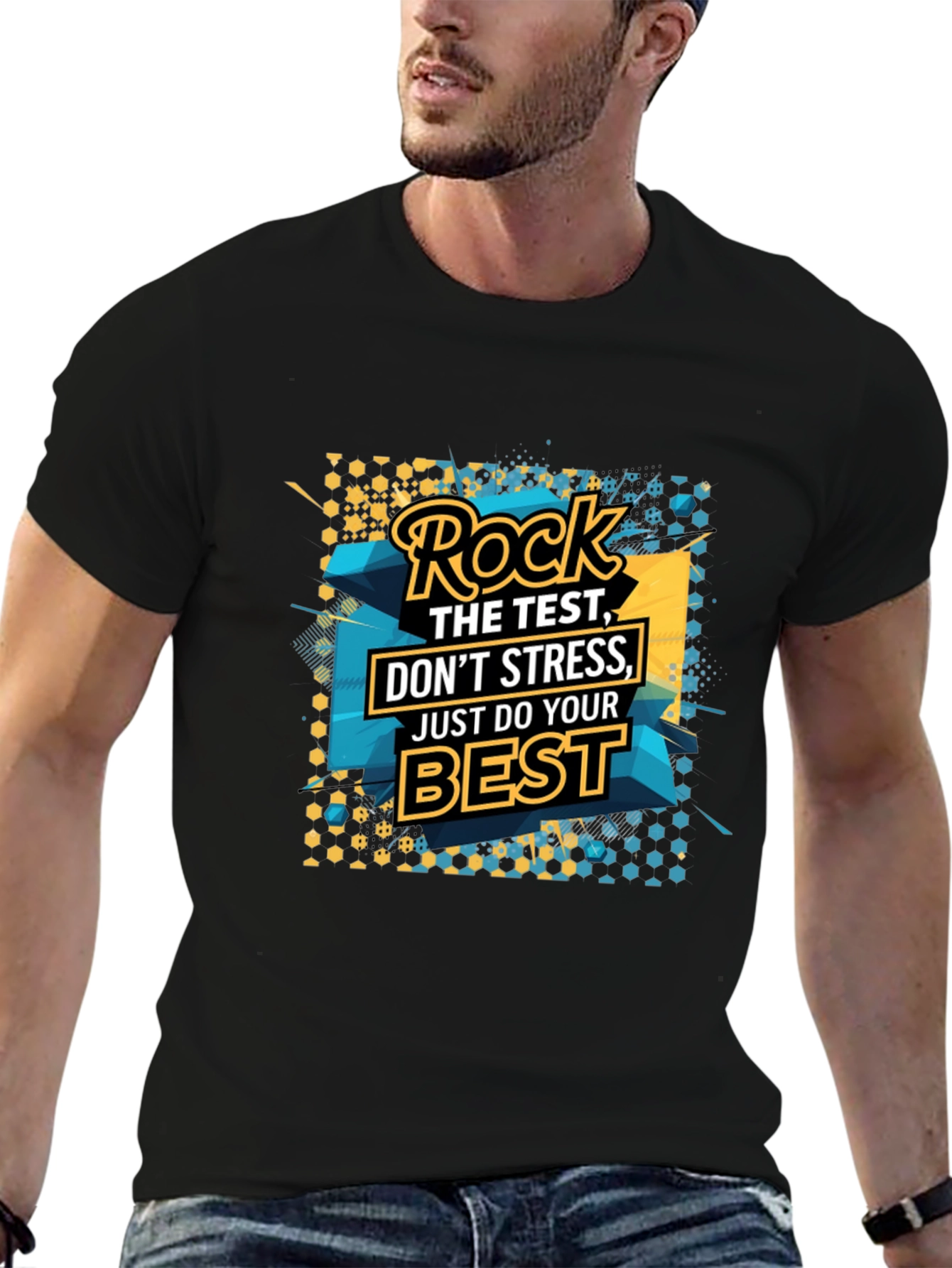 Rock the Test Graphic T-Shirt - Motivational Design