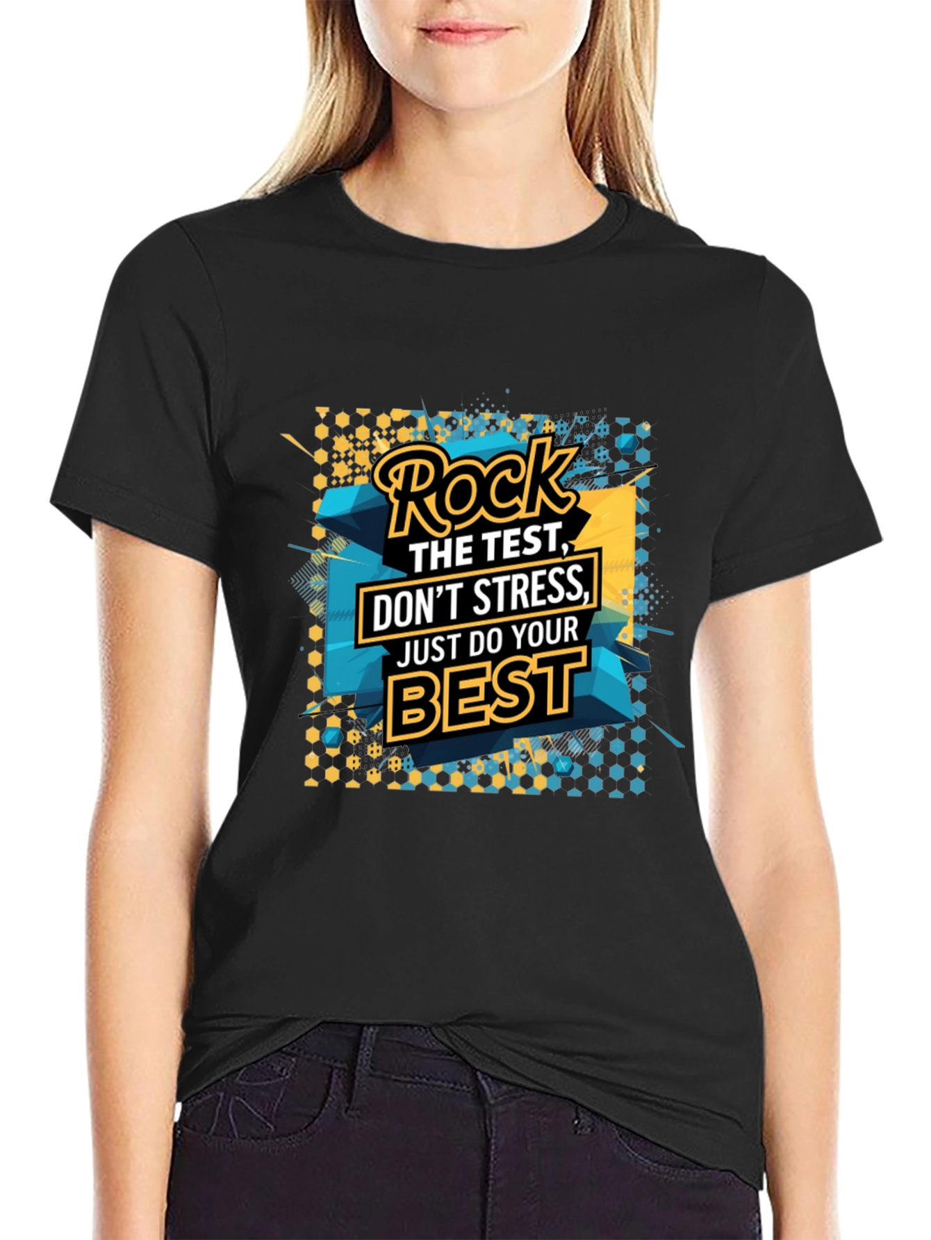 Rock the Test Graphic T-Shirt - Motivational Design