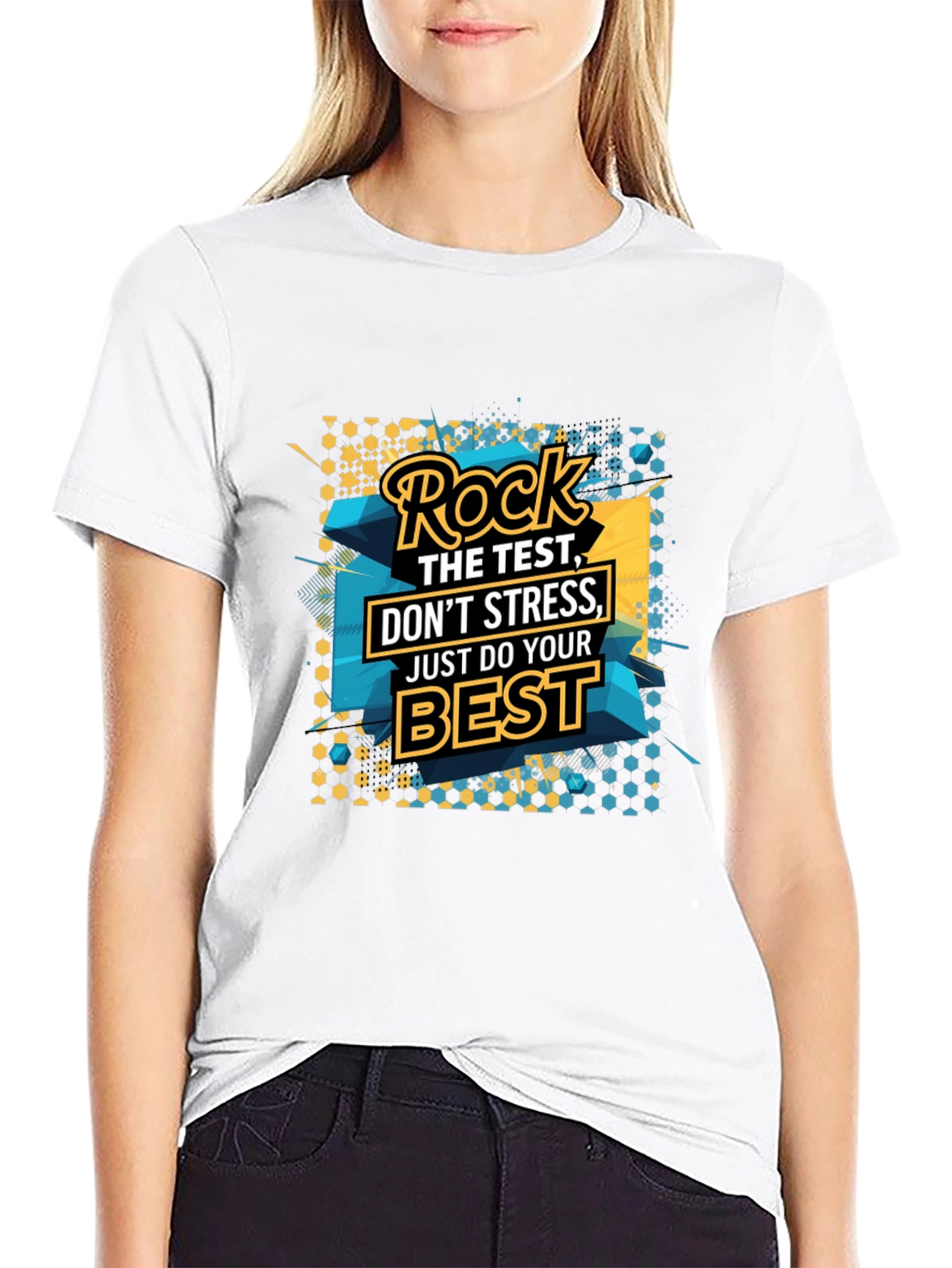 Rock the Test Graphic T-Shirt - Motivational Design