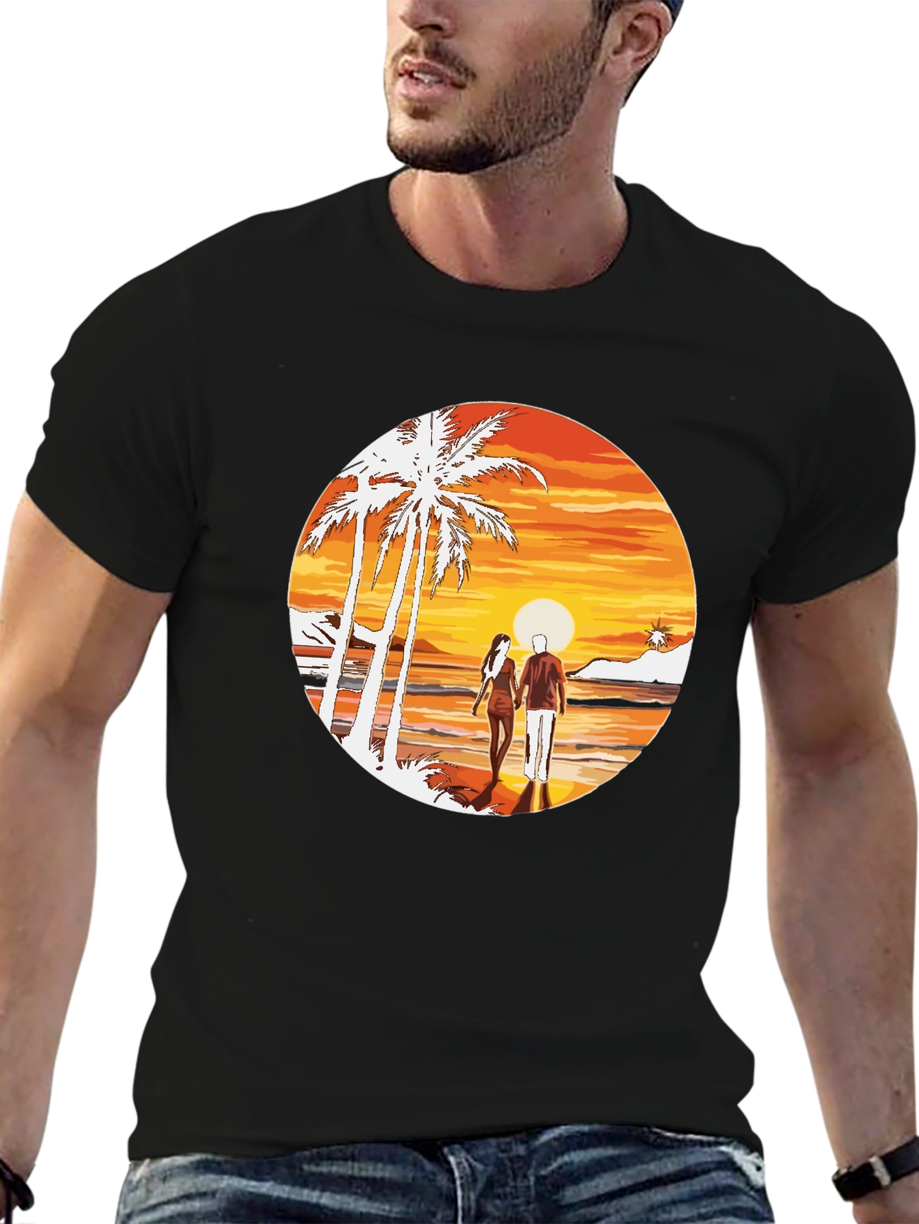 Sunset Beach Couple Graphic Tee