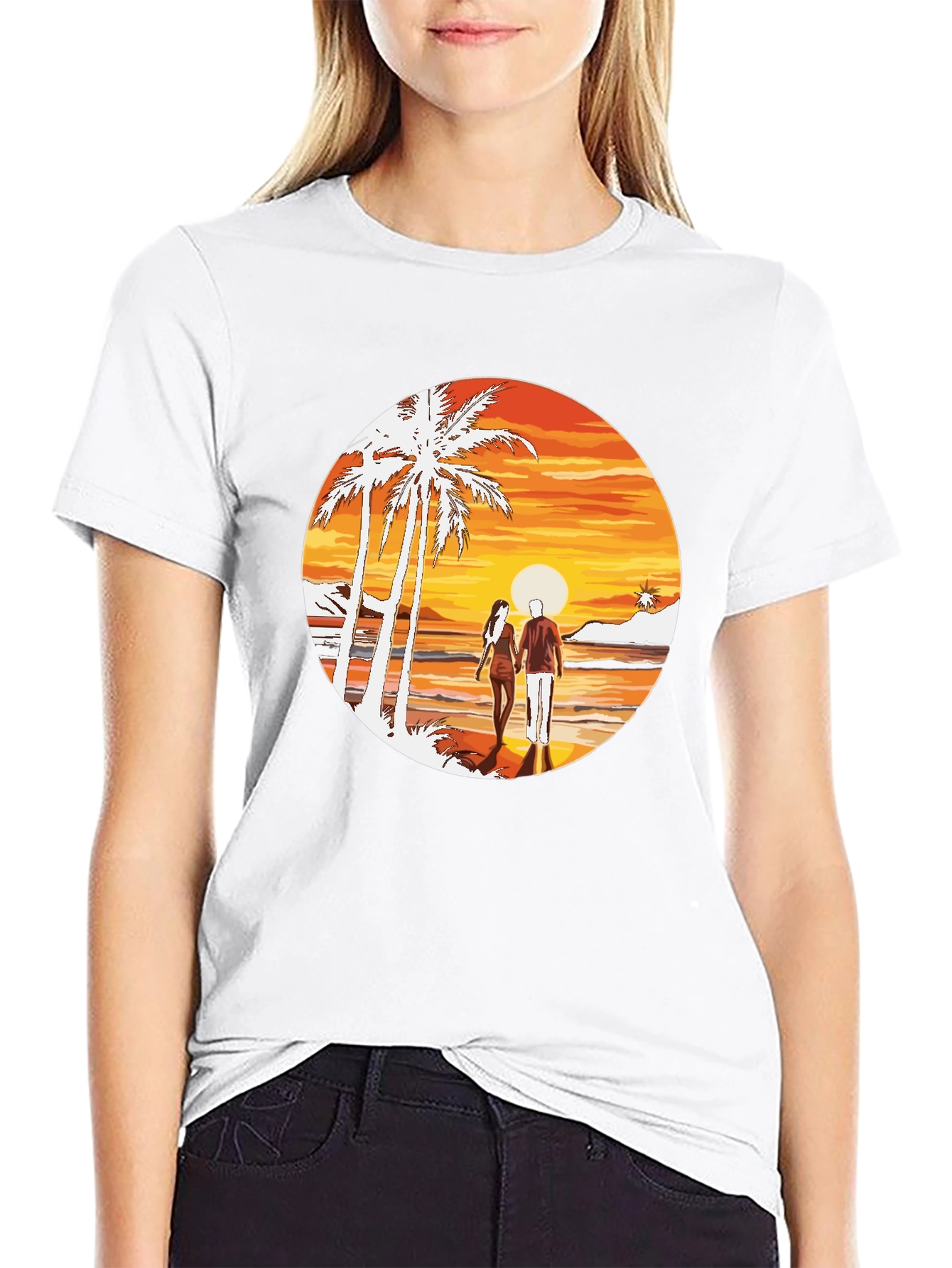 Sunset Beach Couple Graphic Tee