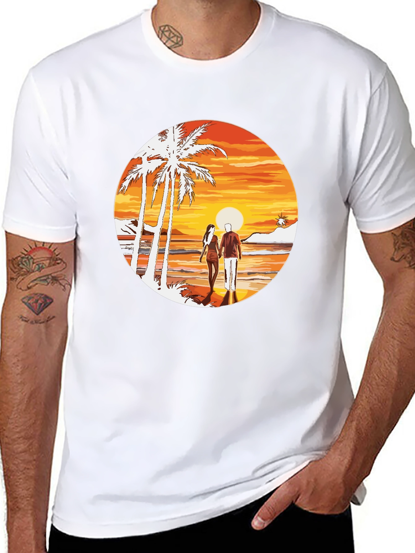 Sunset Beach Couple Graphic Tee