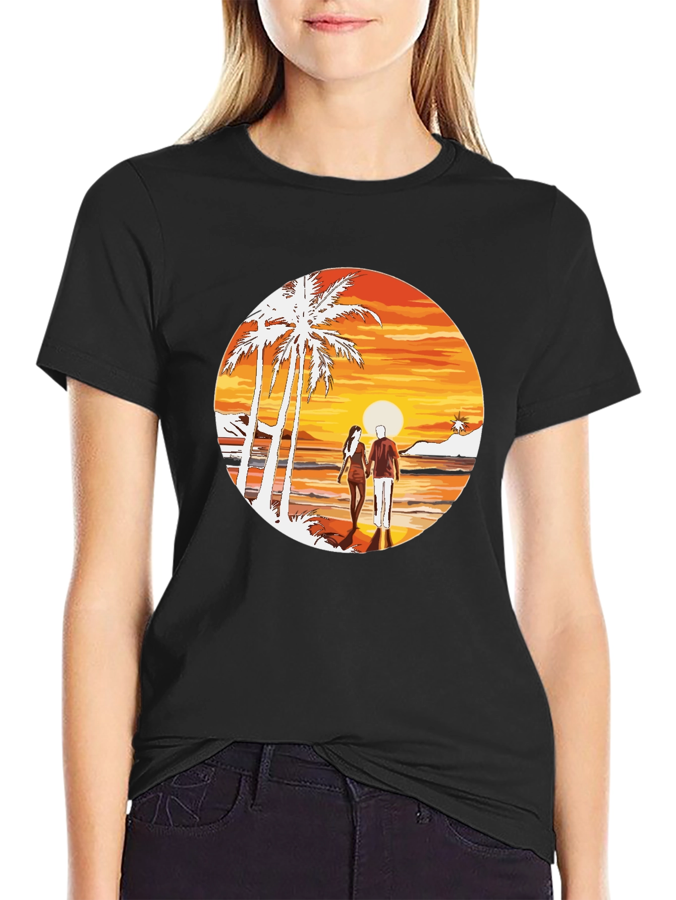 Sunset Beach Couple Graphic Tee