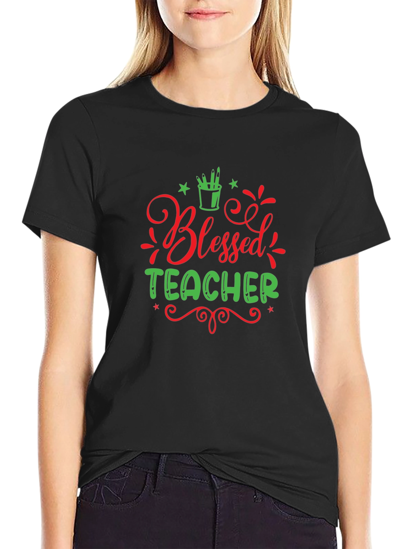 Blessed Teacher Graphic Tee - Black