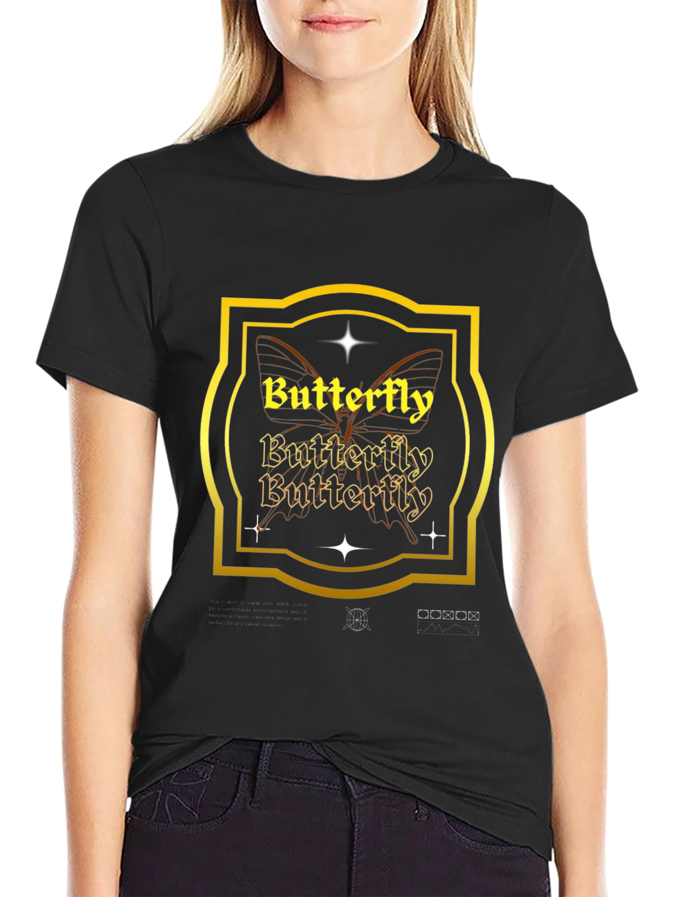 Butterfly Graphic Black T-Shirt