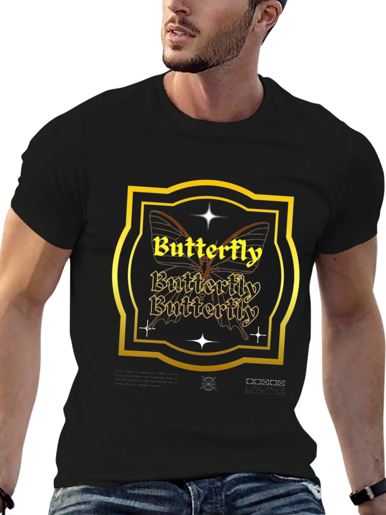 Butterfly Graphic Black T-Shirt
