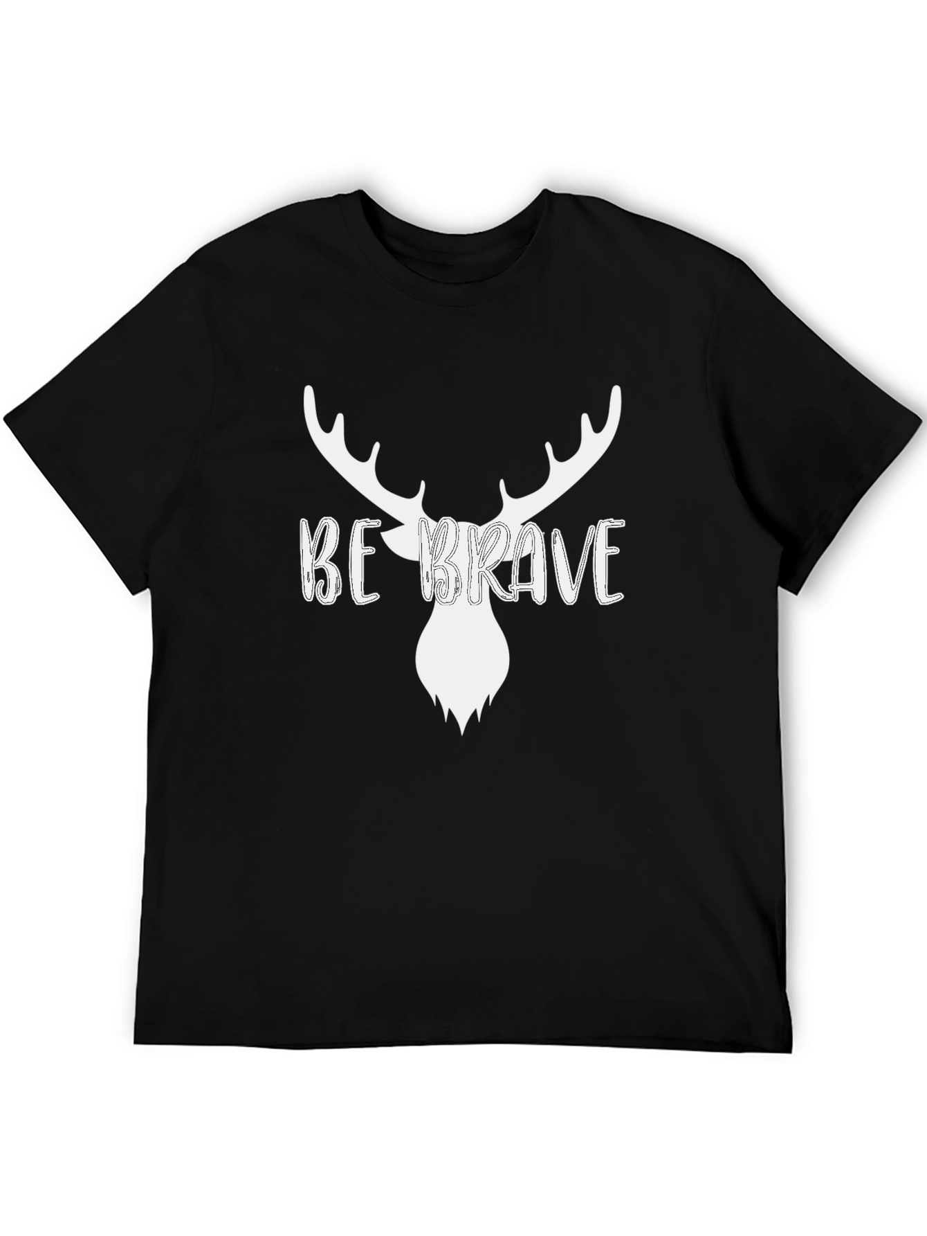 Be Brave Deer Graphic Mens Black T-Shirt