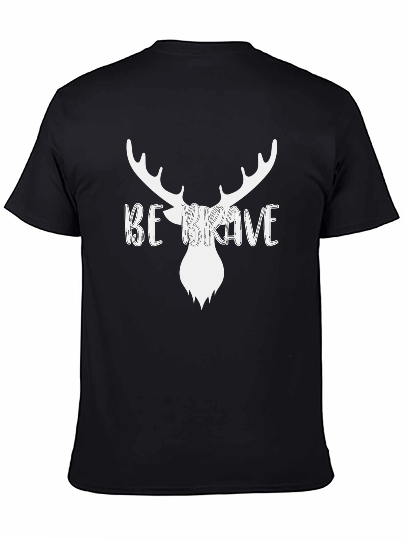 Be Brave Deer Graphic Mens Black T-Shirt