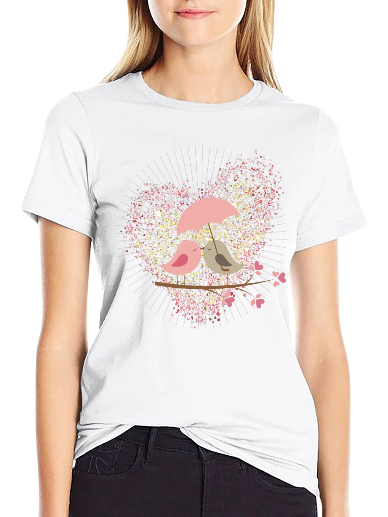 Love Birds Graphic Tee - Romantic Design