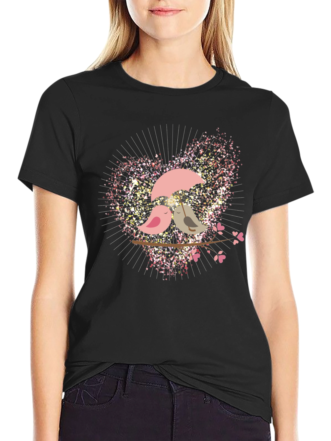 Love Birds Graphic Tee - Romantic Design