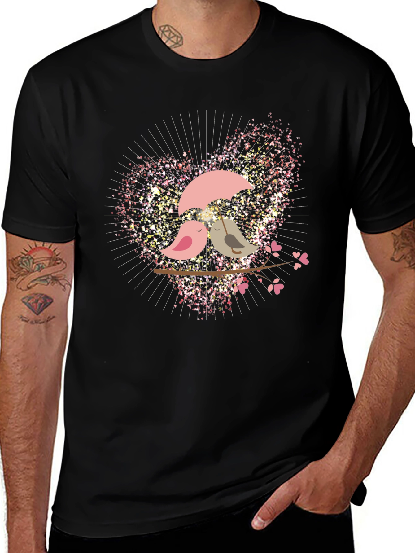Love Birds Graphic Tee - Romantic Design