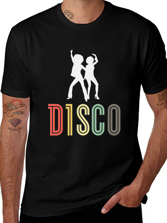 Retro Disco Dance Graphic T-Shirt - Black