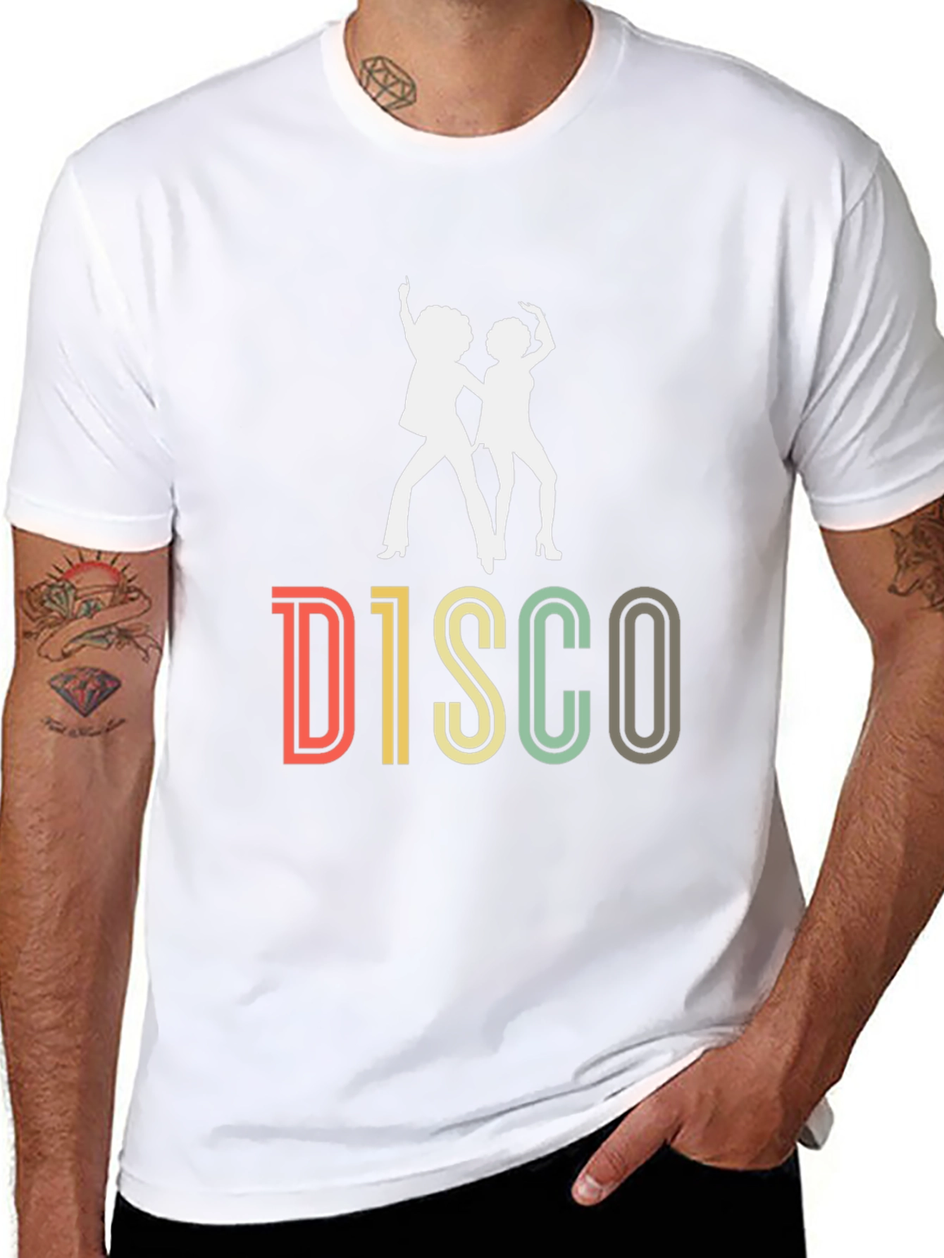 Retro Disco Dance Graphic T-Shirt - Black