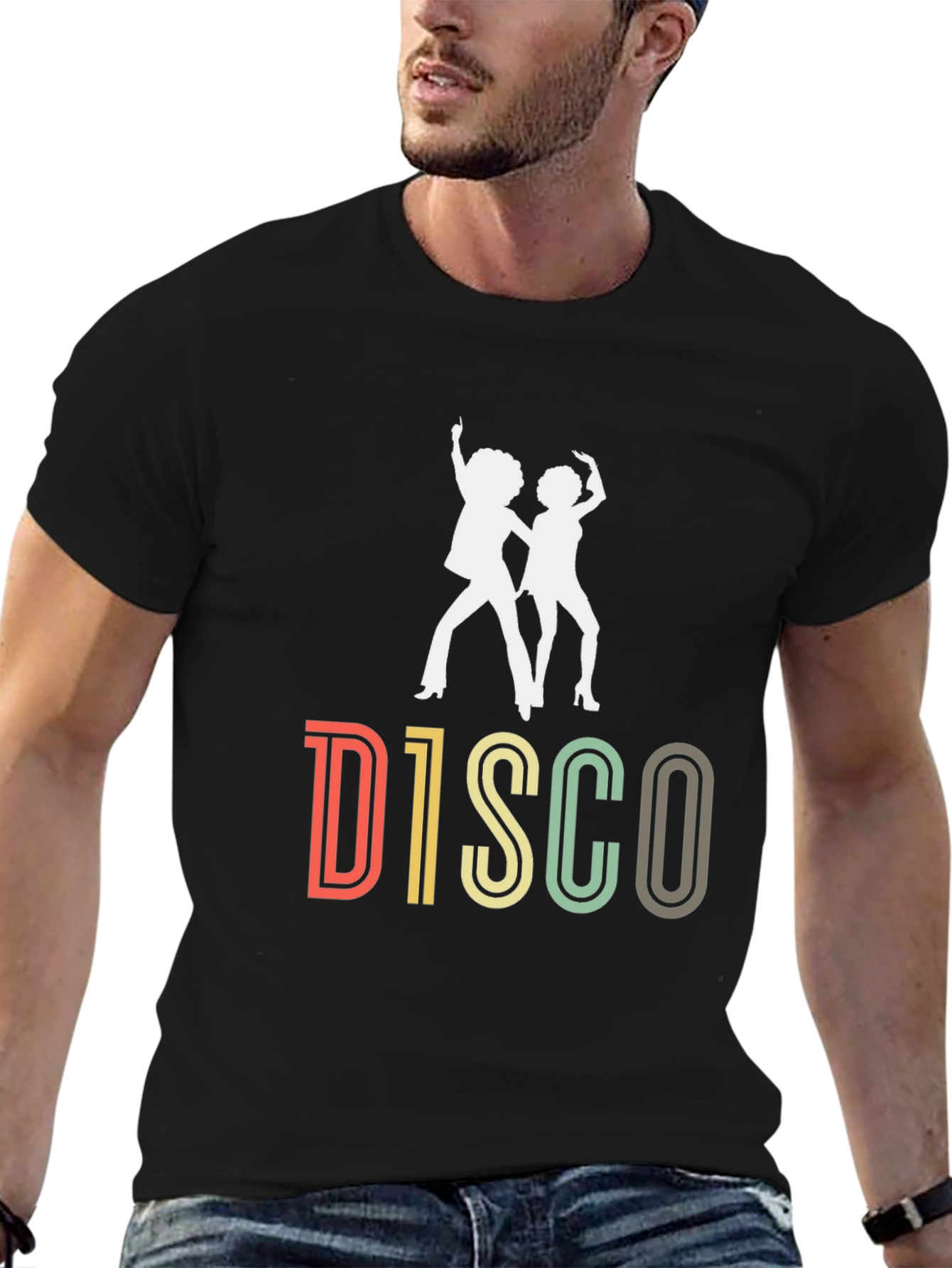 Retro Disco Dance Graphic T-Shirt - Black