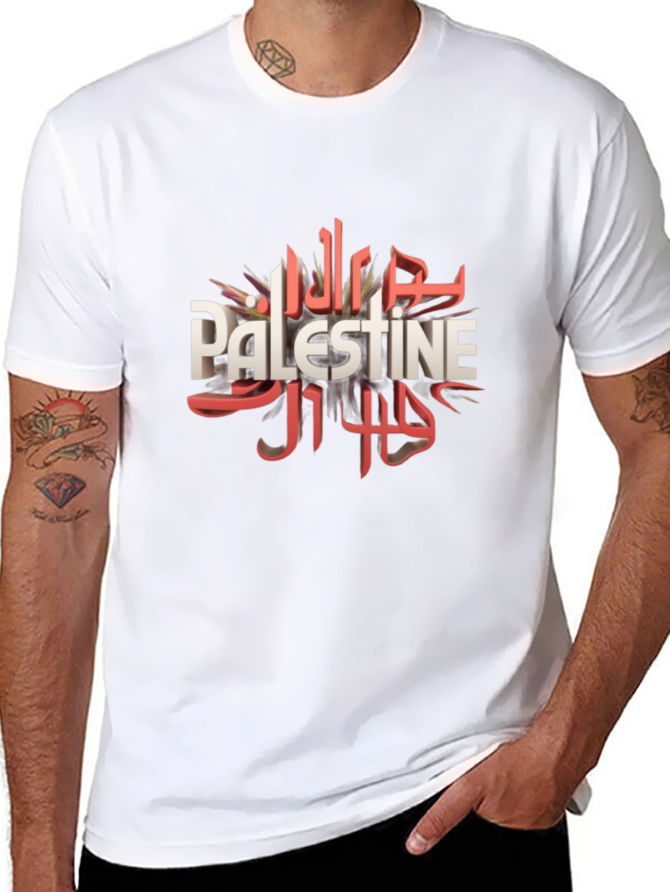 Palestine Arabic Graphic T-Shirt