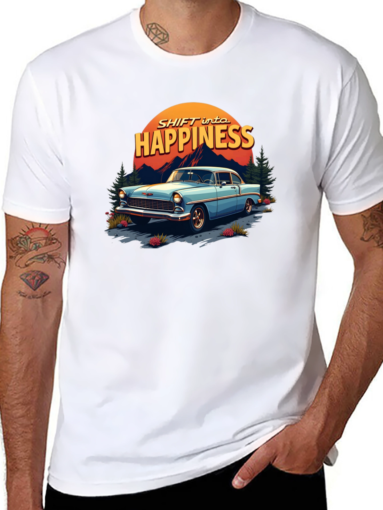Shift into Happiness Classic Car T-Shirt