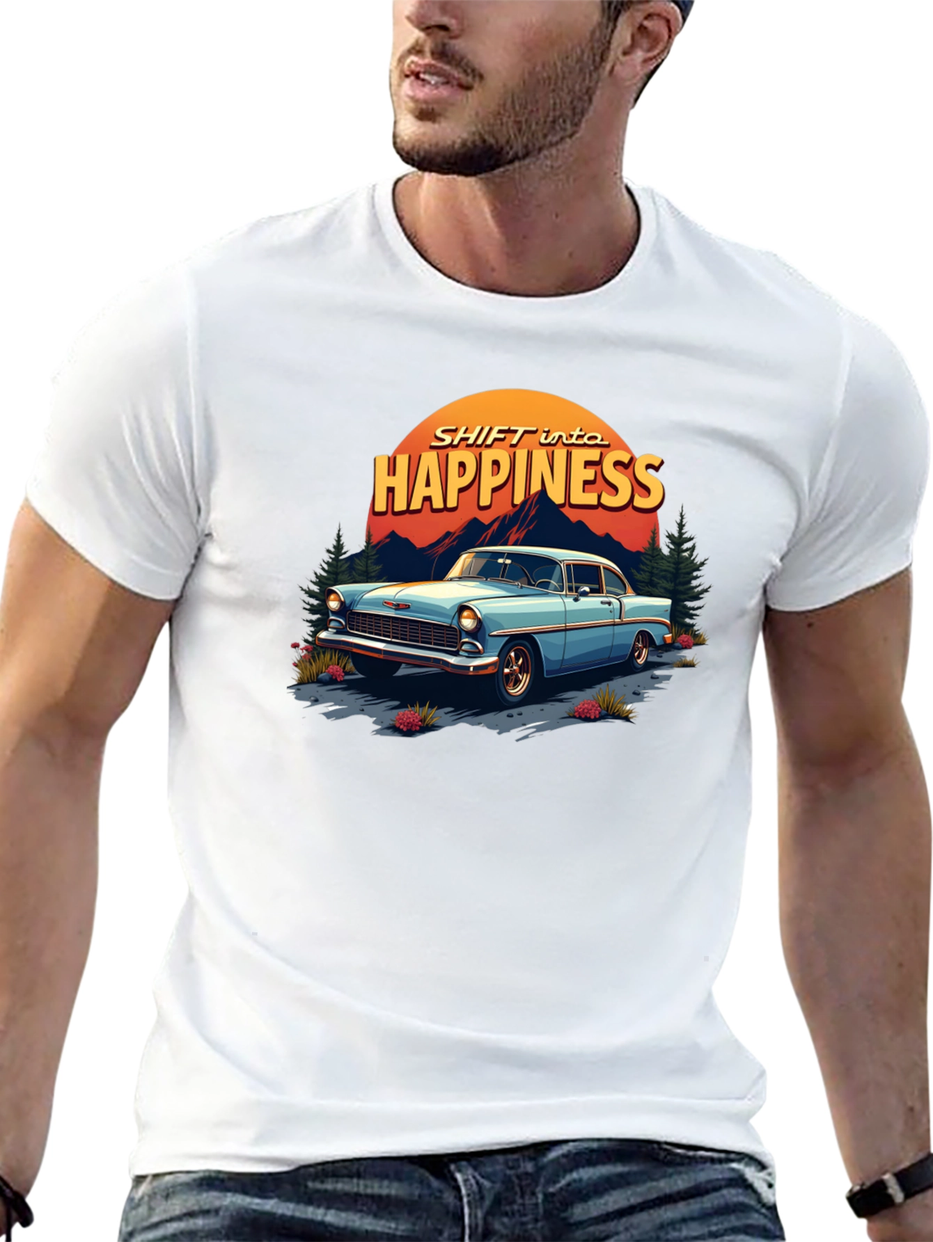 Shift into Happiness Classic Car T-Shirt