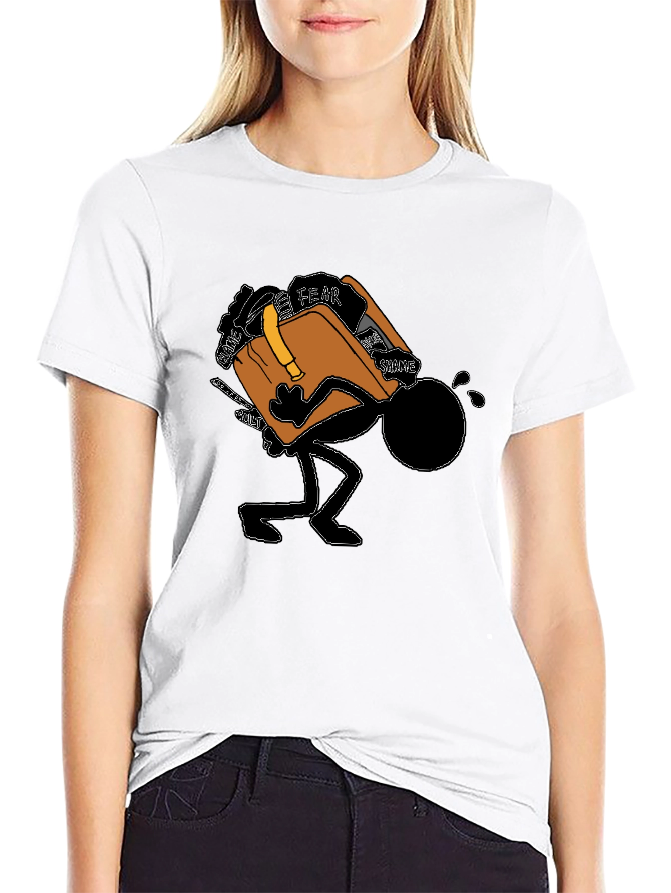 Burdened Stick Figure Graphic T-Shirt