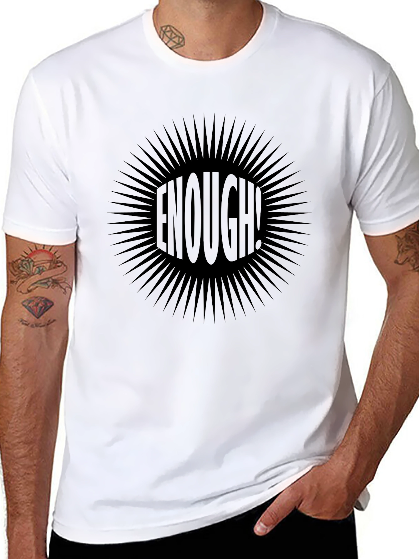 Enough! Graphic Print Black T-Shirt