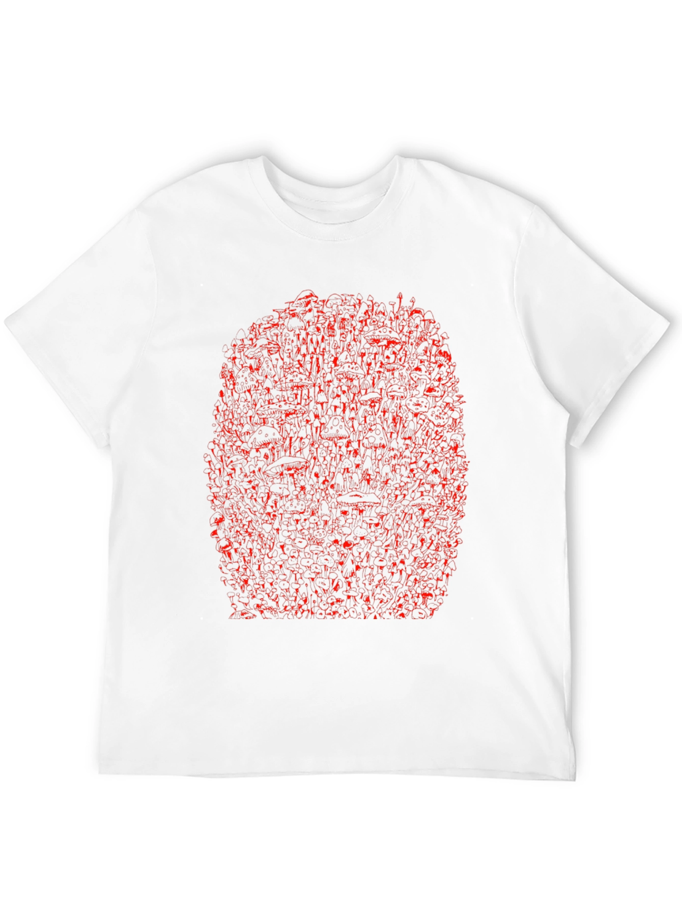Unique Red Abstract Print Black Crewneck T-Shirt