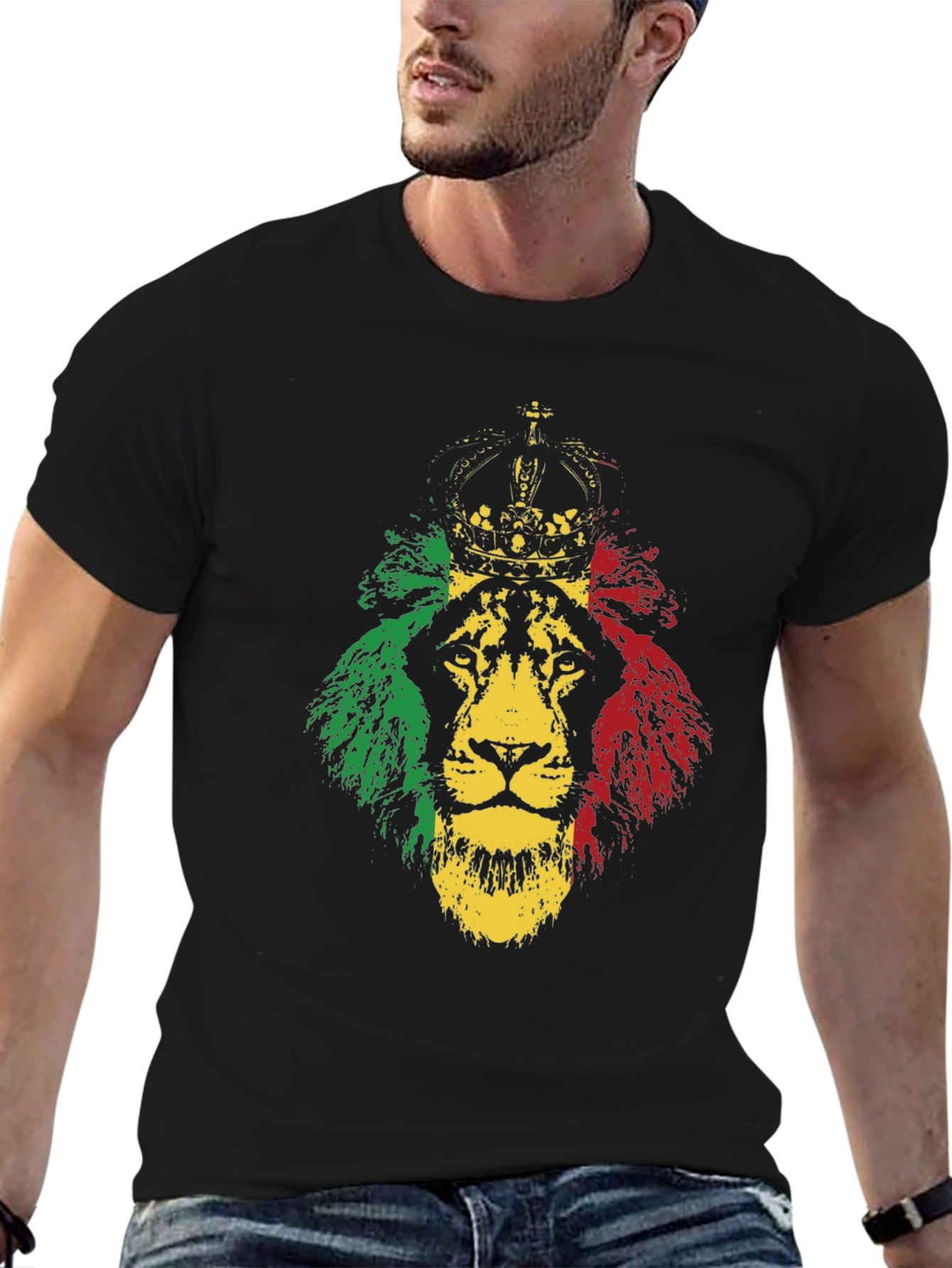 Rasta Lion Graphic Tee - Reggae Crown T-Shirt
