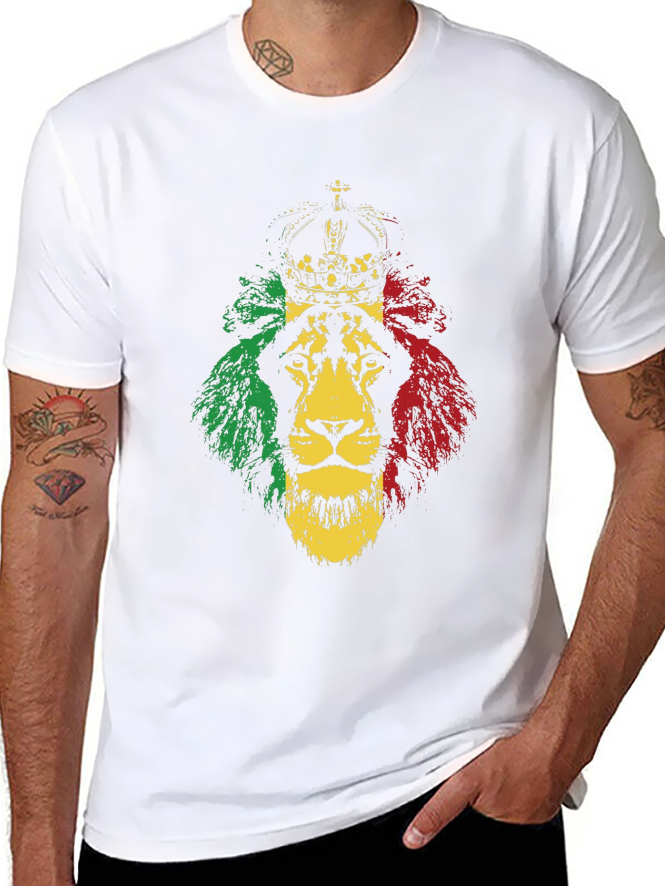 Rasta Lion Graphic Tee - Reggae Crown T-Shirt