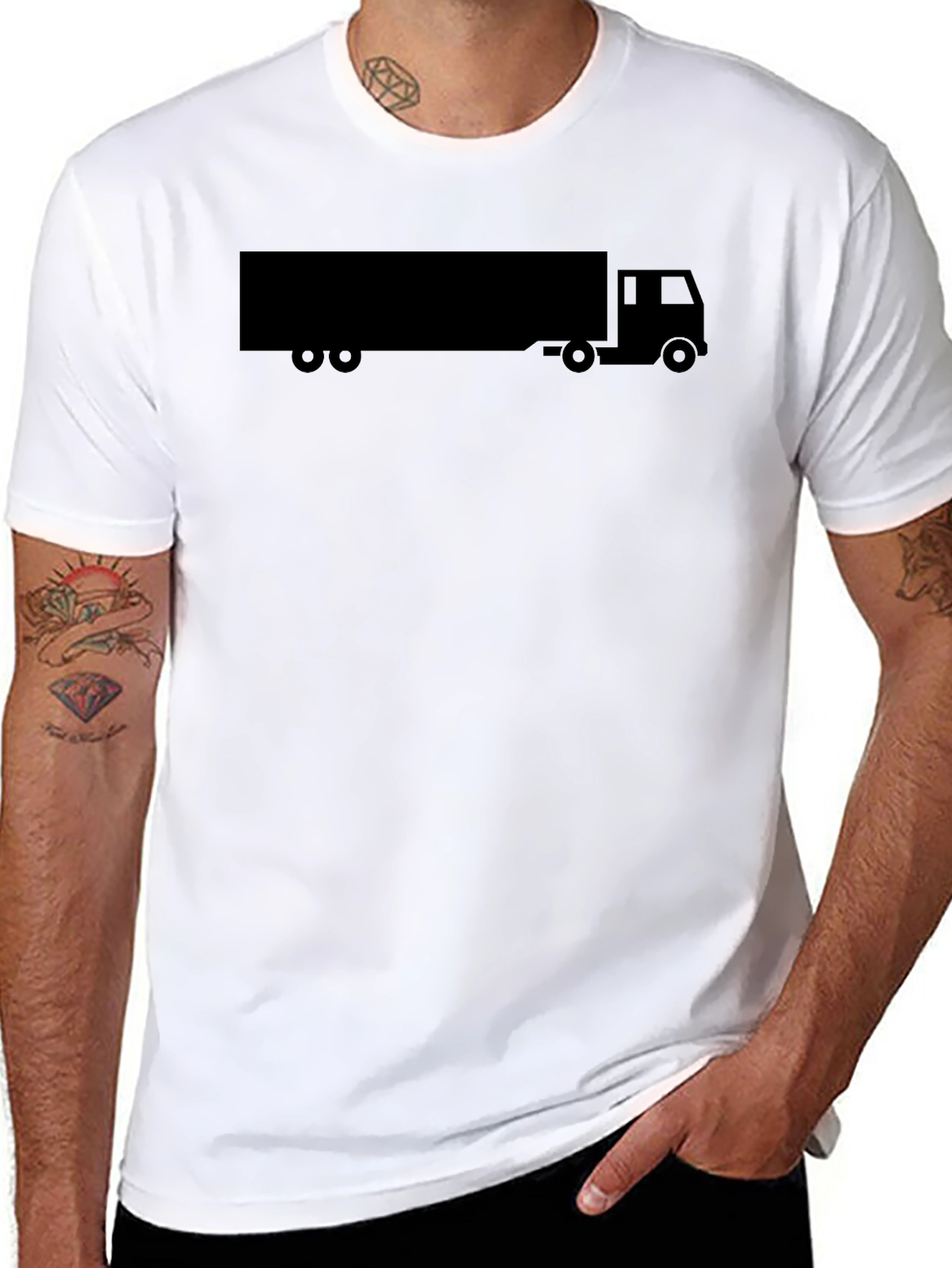 Truck Graphic Tee - Modern Black Cotton Shirt