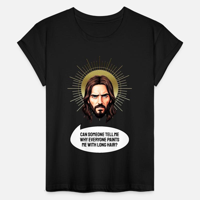 Jesus head with comic speech bubble and text