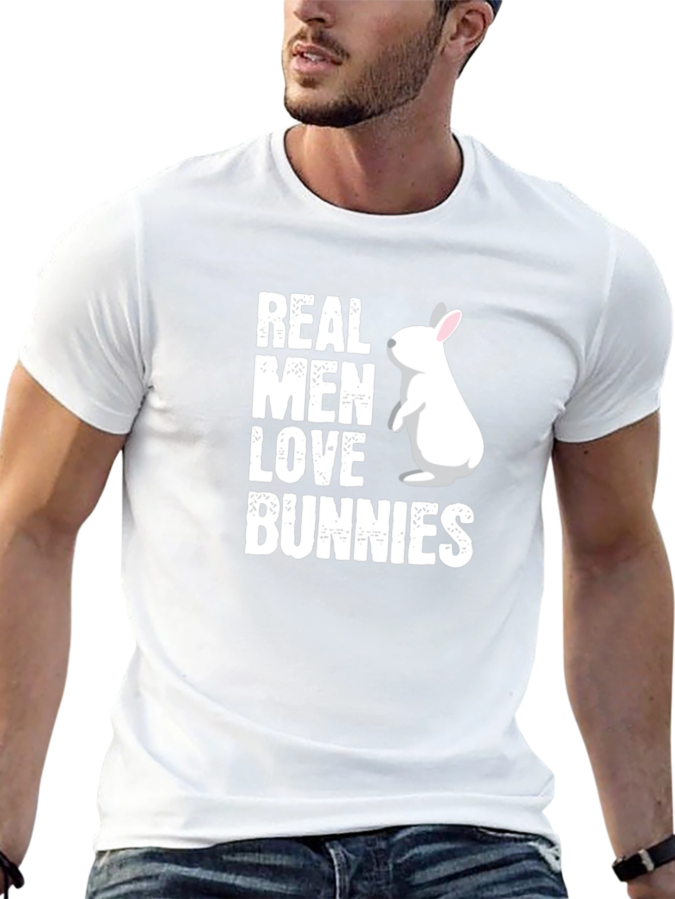 Real Men Love Bunnies T-Shirt - Black Cotton Tee