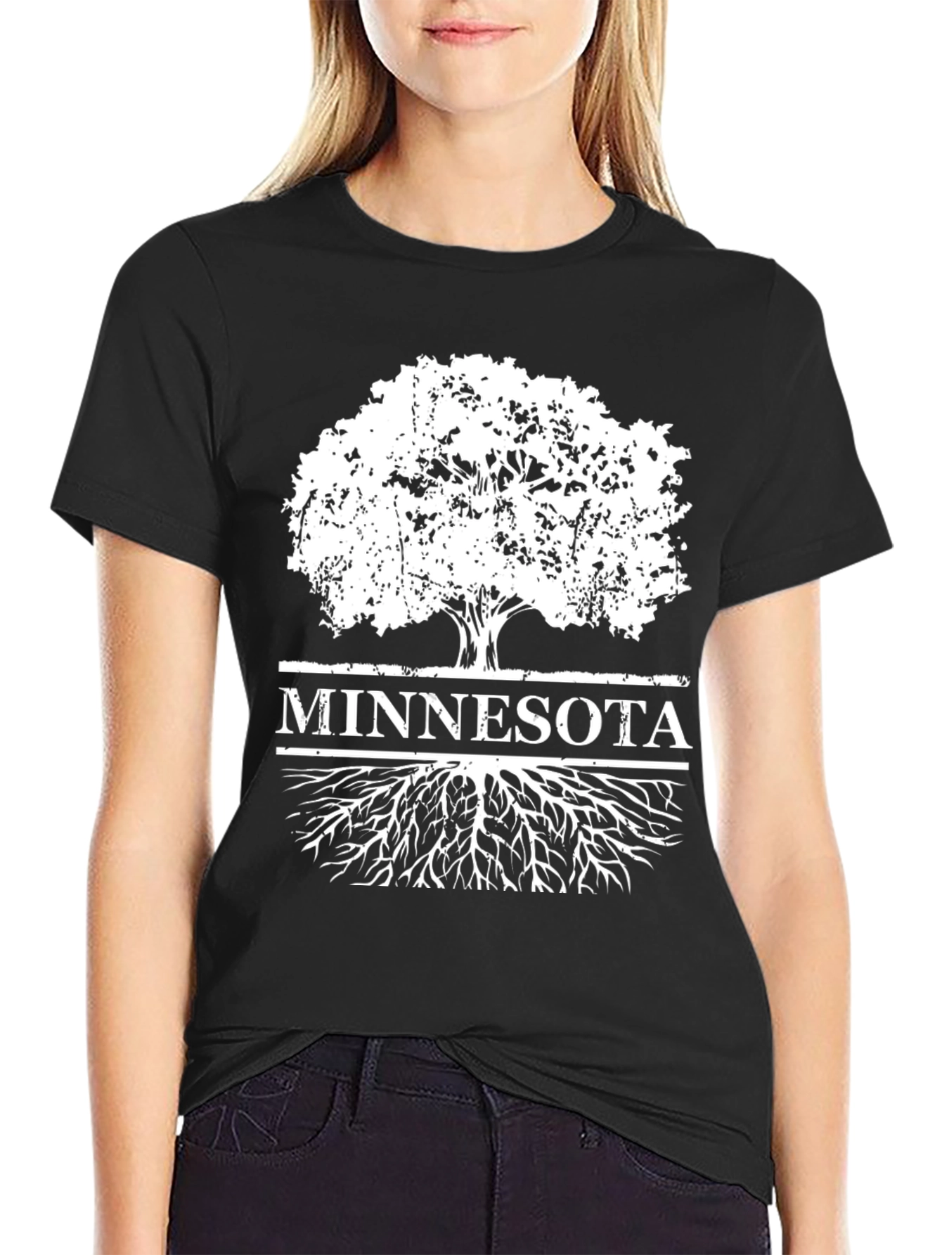Minnesota Tree Roots Black T-Shirt