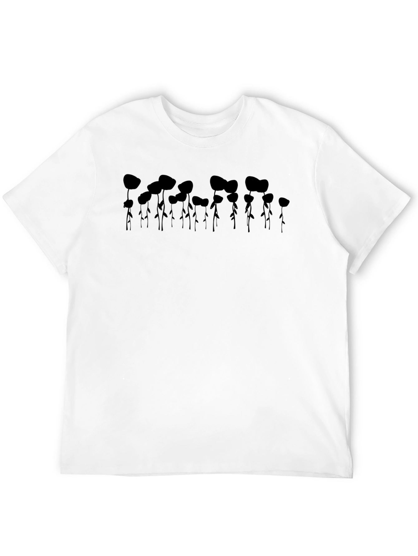 Abstract Floral Mens Black T-Shirt