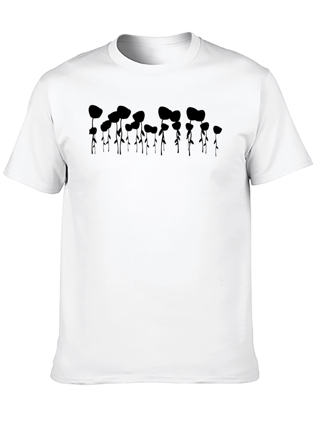 Abstract Floral Mens Black T-Shirt