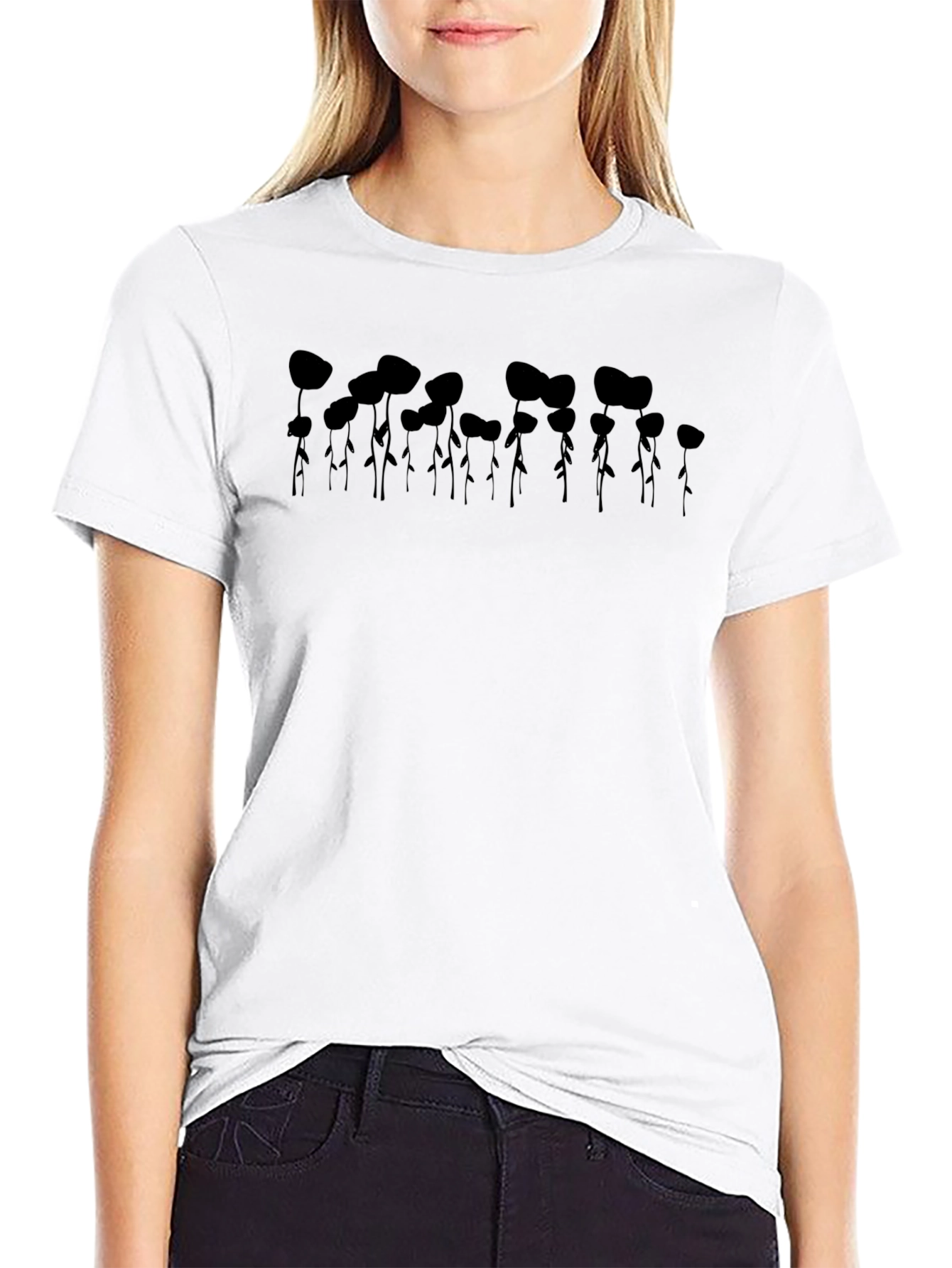 Abstract Floral Mens Black T-Shirt
