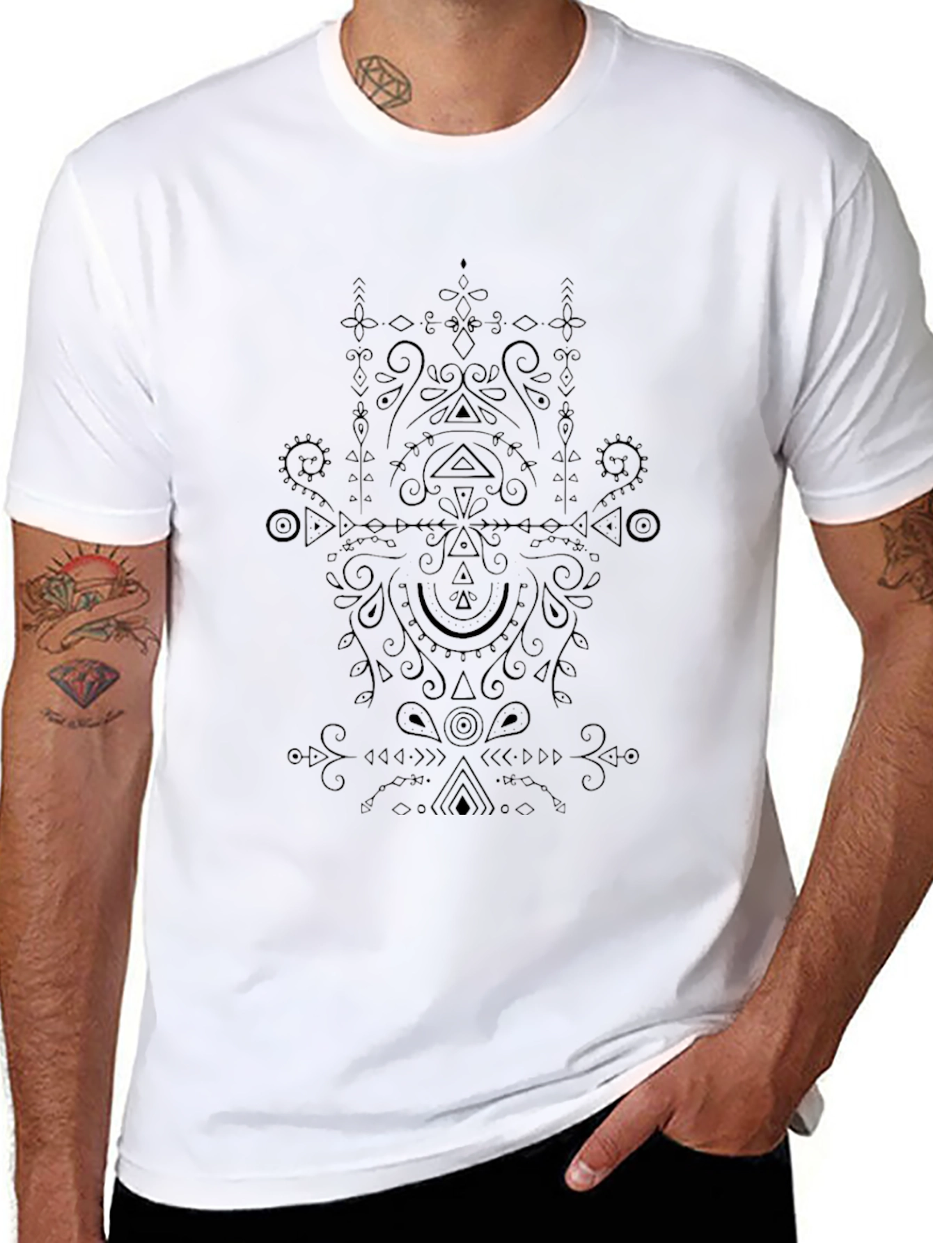 Abstract Print Tee - Black Casual Shirt