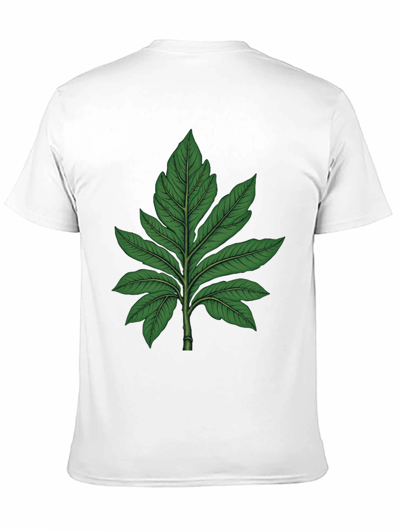 Botanical Leaf Graphic Tee - Black Cotton T-Shirt